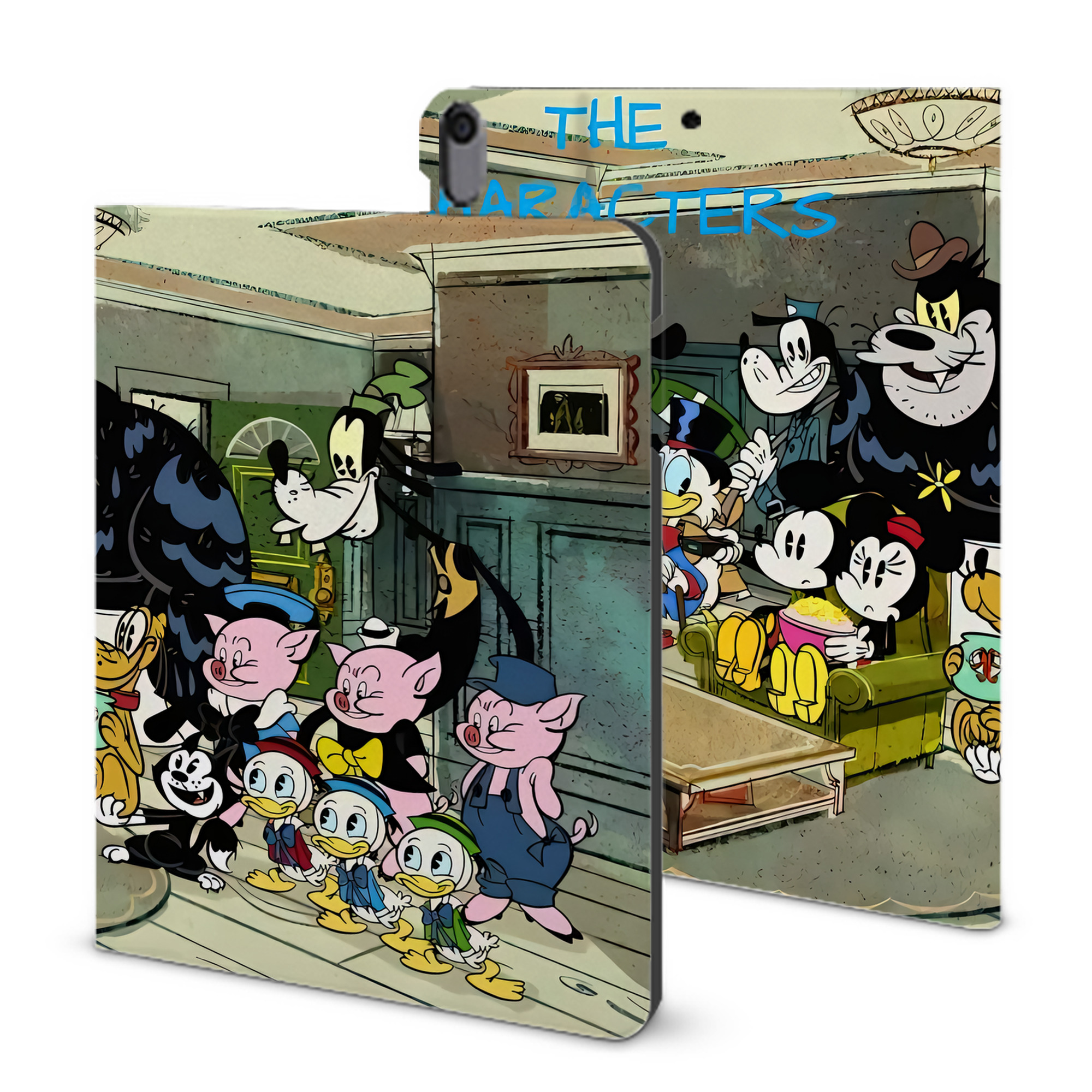 （画像用） ミッキーマウス Mickey Mouse IPad ケース ブック型 PUレザー TPU 耐衝撃 軽量 薄型 ペン収納なし 全面保護 IPad 各モデル対応